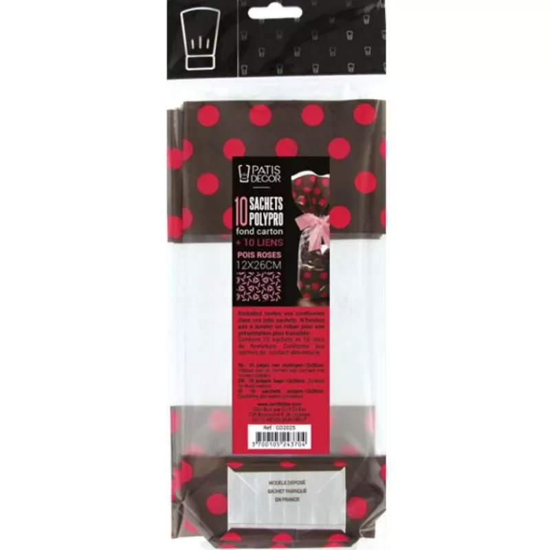 Cerf Dellier 10 Sachets Fc + Liens Chocolat/Rose 12 X 26 Cm Fashion