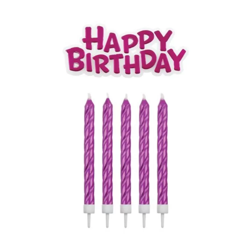 Cerf Dellier 16 Bougies Roses + Happy Birthday Outlet