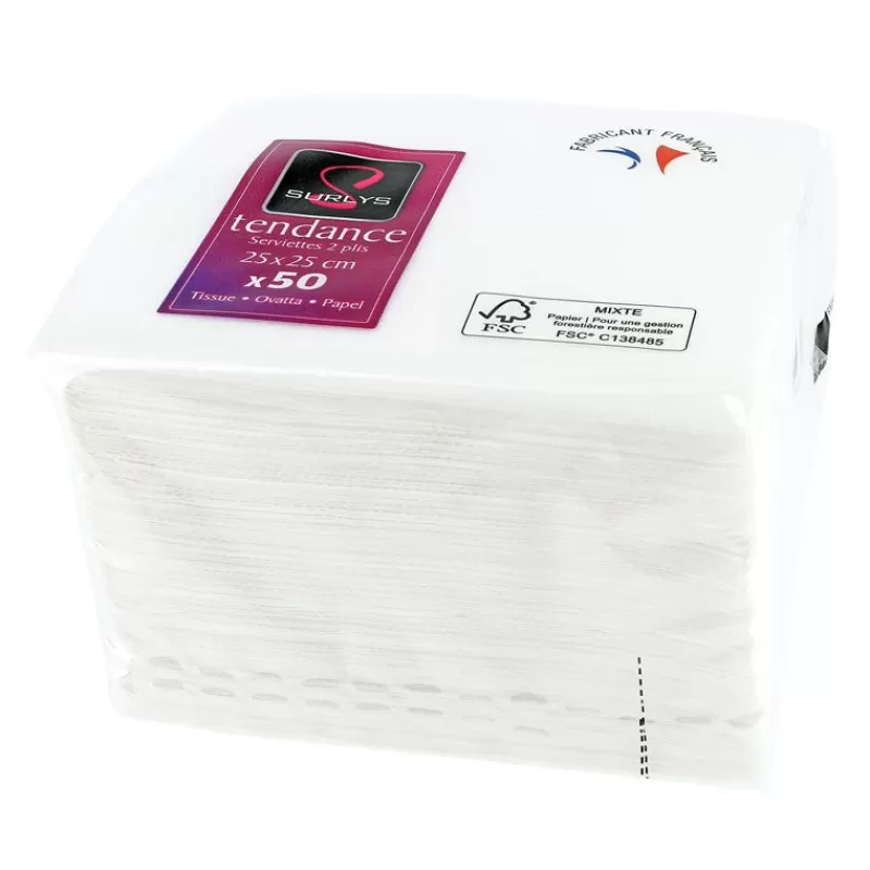 Cerf Dellier 50 Serviettes De Table Blanches Discount