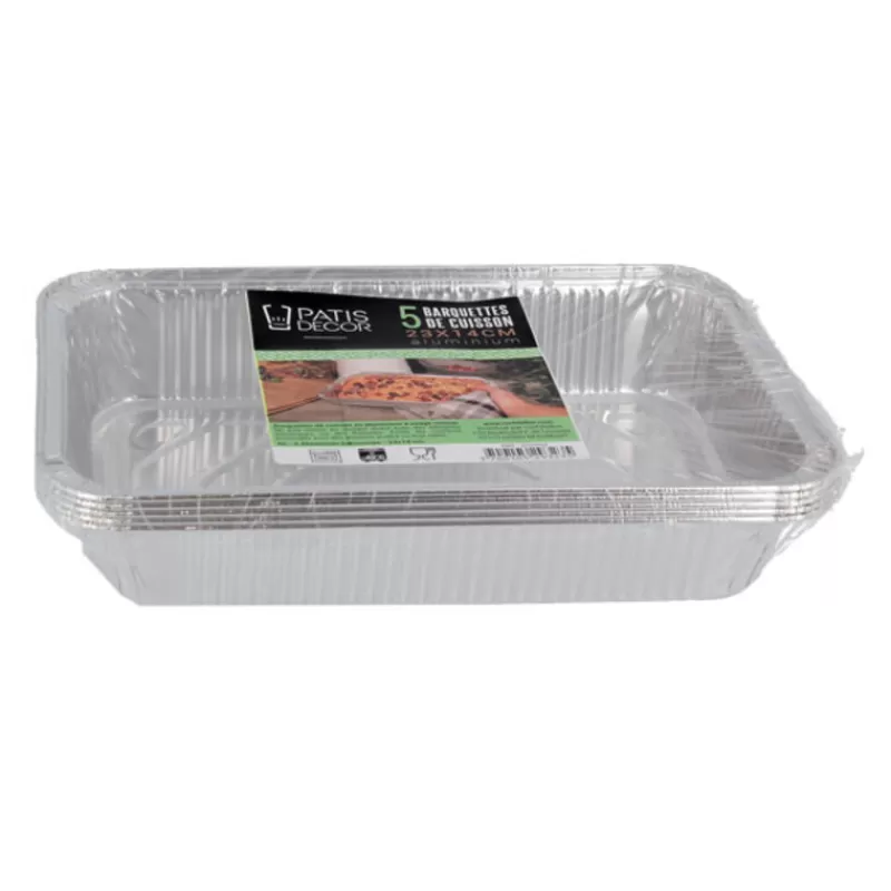 Cerf Dellier 5 Barquettes De Cuisson Alu 23 X 14 Cm