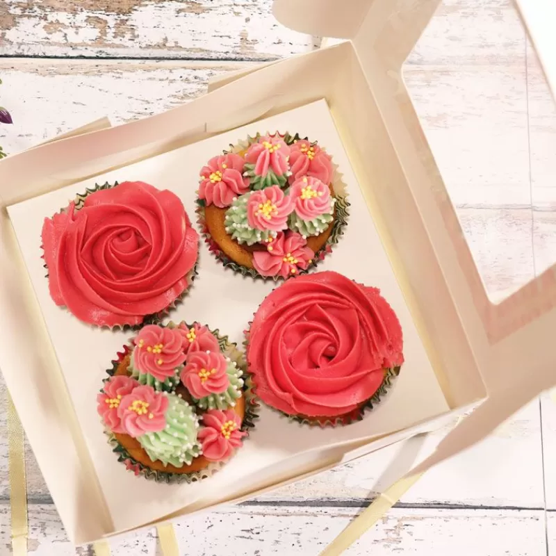 Cerf Dellier Boite 4 Cupcakes Blanche 16 X 16 Cm Patisdecor Shop