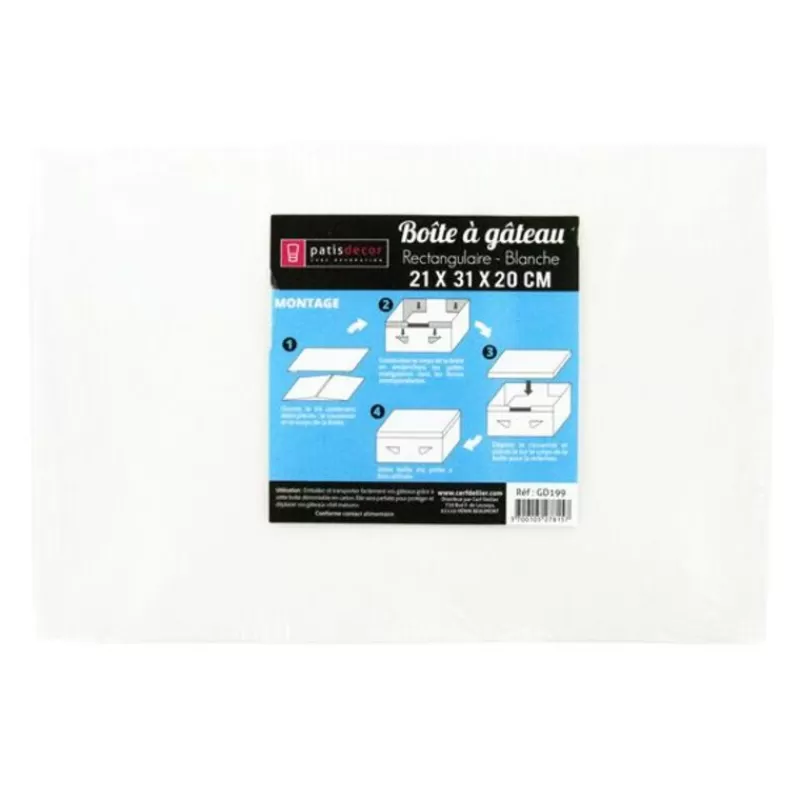 Cerf Dellier Boite Patissiere Blanche 21 X 31 X H 20 Cm Patisdecor Sale