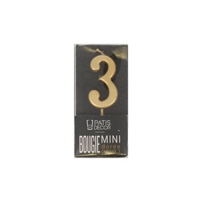 Cerf Dellier Bougie Anniversaire Doree Chiffre 3 Patisdecor Clearance