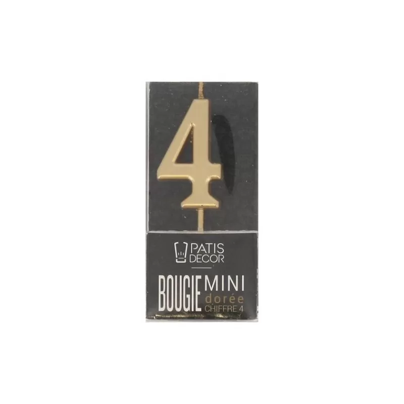 Cerf Dellier Bougie Anniversaire Doree Chiffre 4 Patisdecor Cheap