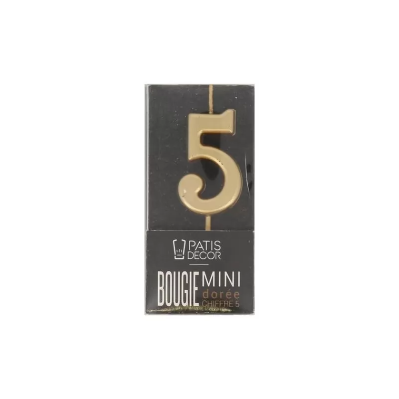Cerf Dellier Bougie Anniversaire Doree Chiffre 5 Patisdecor Sale