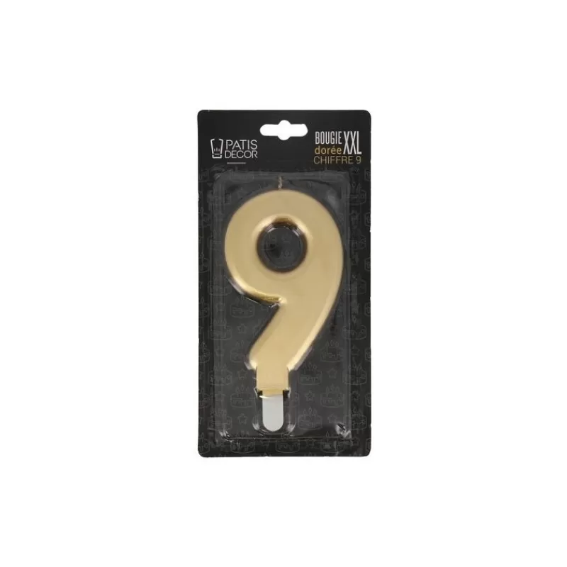 Cerf Dellier Bougie Anniversaire Doree Xxl Chiffre 9 Patisdecor Discount