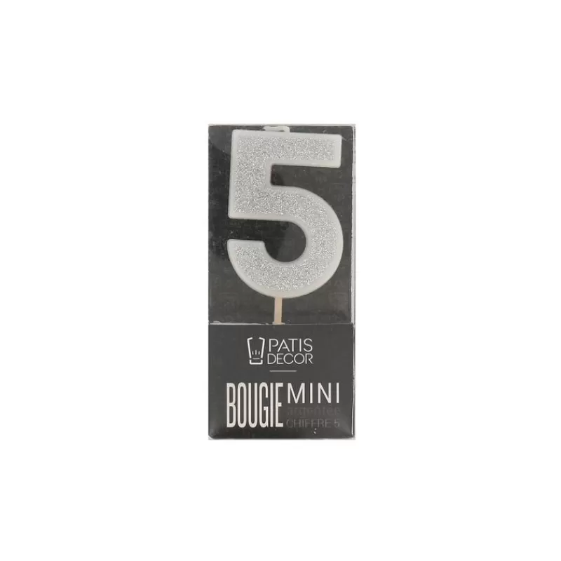 Cerf Dellier Bougie Argentee Pailletee Chiffre 5 Patisdecor Sale