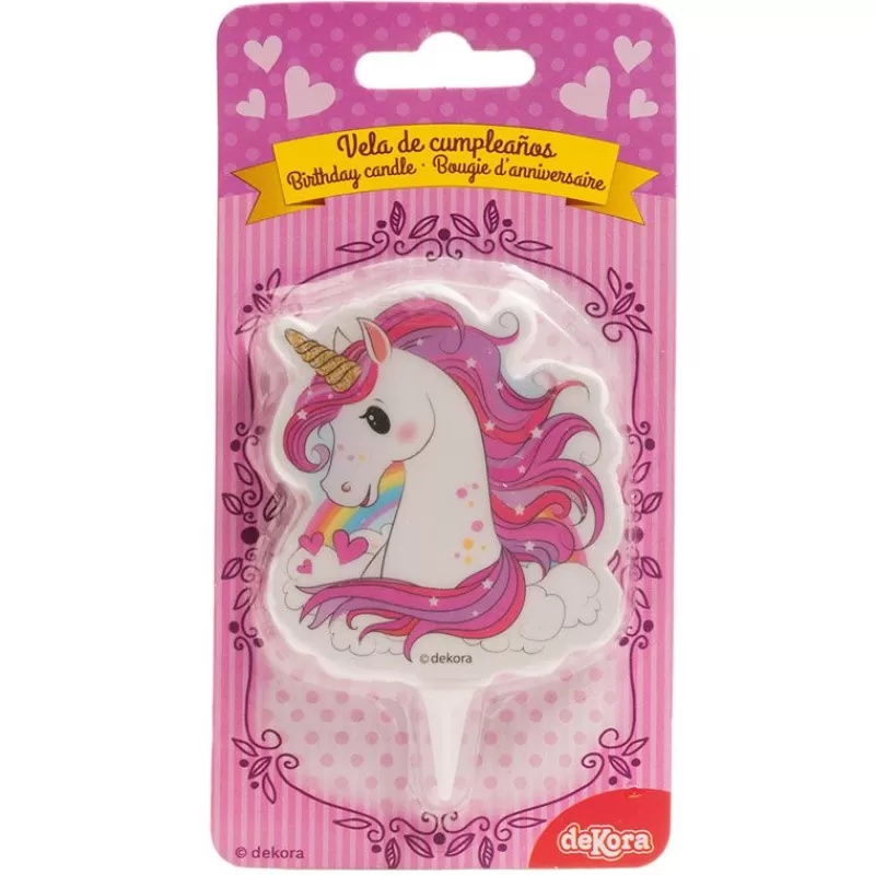 Cerf Dellier Bougie Licorne Rose 7,5 Cm Best