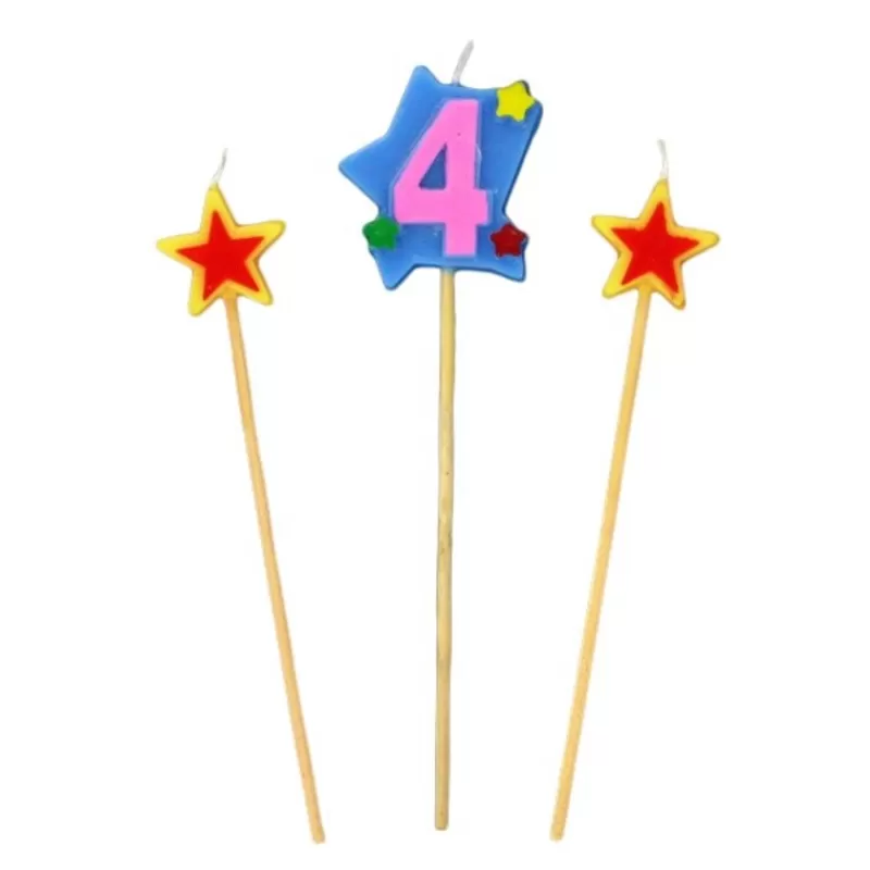 Cerf Dellier Bougies Chiffre 4 Et Etoiles Sur Piques Patisdecor Cheap