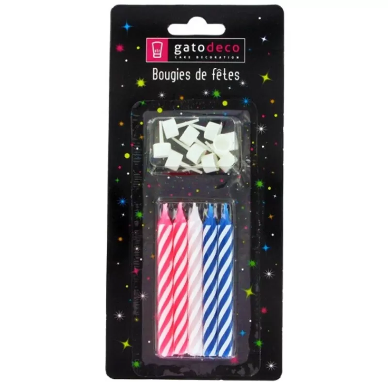 Cerf Dellier Bougies D'Anniversaire 8 Cm Assorties Patisdecor (X 10) New