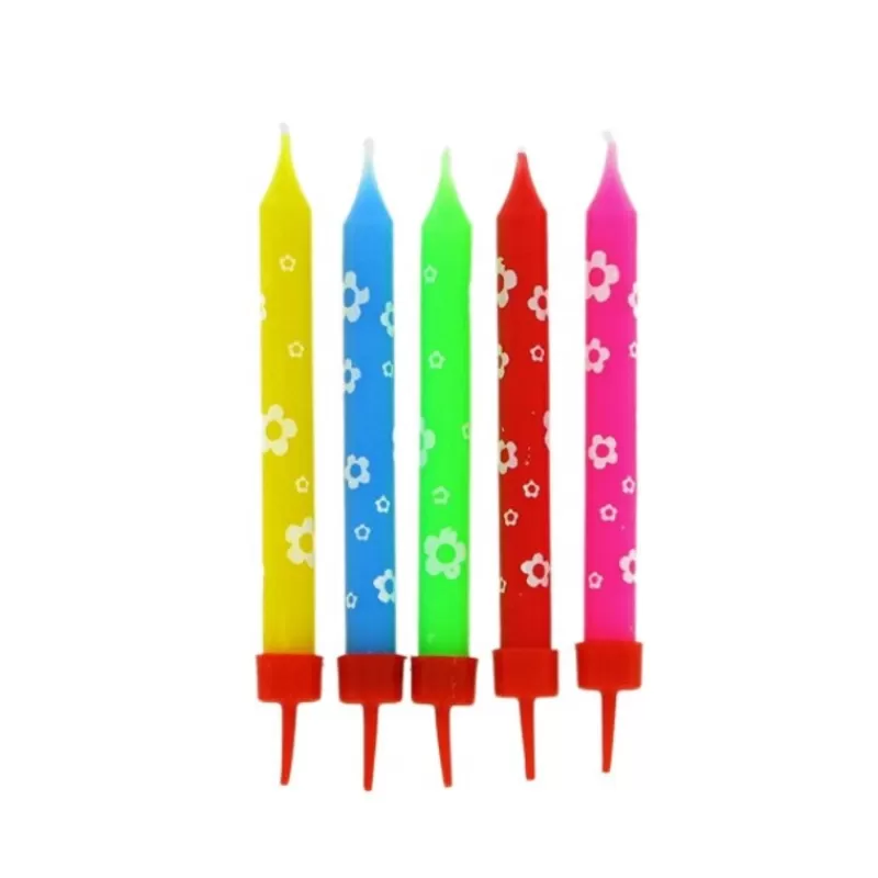 Cerf Dellier Bougies Muticolores Fleurs Patisdecor (X 10) Hot
