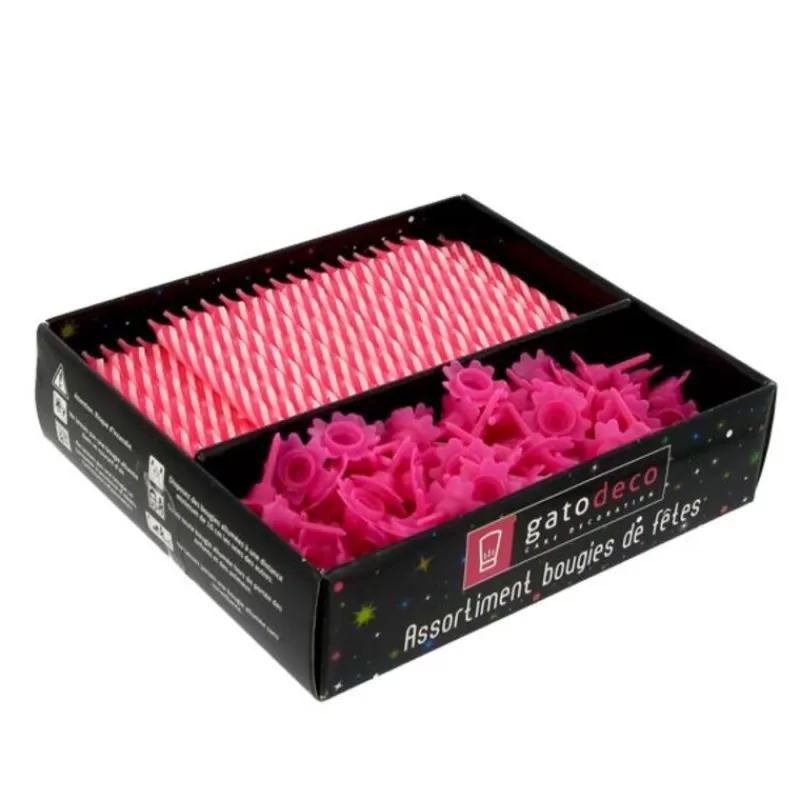Cerf Dellier Bougies Torsadees 6 Cm Et Bobeches Roses Patisdecor (X 125) Store