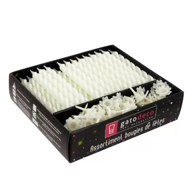 Cerf Dellier Bougies Torsadees 8 Cm Et Bobeches Blanches Patisdecor (X 70) Flash Sale