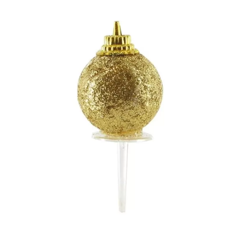 Cerf Dellier Boules De Noël Dorees Paillettes Sur Pique (X50) Discount