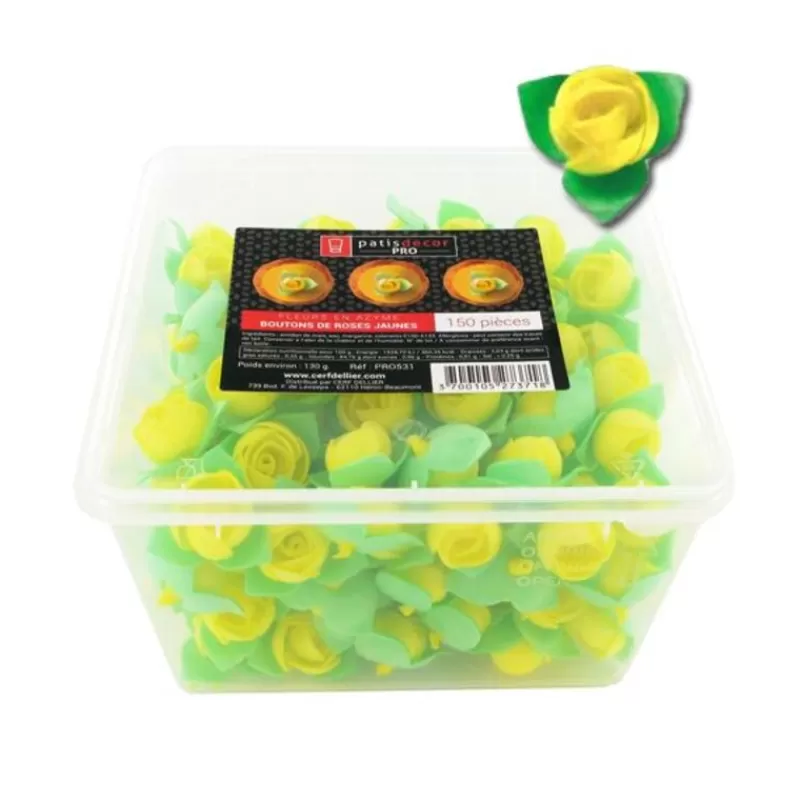 Cerf Dellier Boutons De Roses Jaunes En Azyme Patisdecor Pro (X150) New