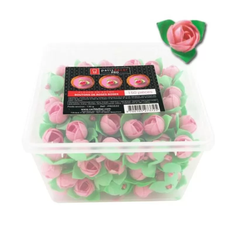 Cerf Dellier Boutons De Roses Roses En Azyme Patisdecor Pro (X150) New