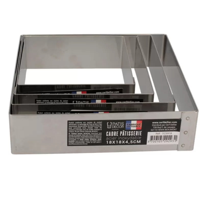 Cerf Dellier Cadre A Mousse Inox H 4,5 Cm 24 X 24 Cm Patisdecor