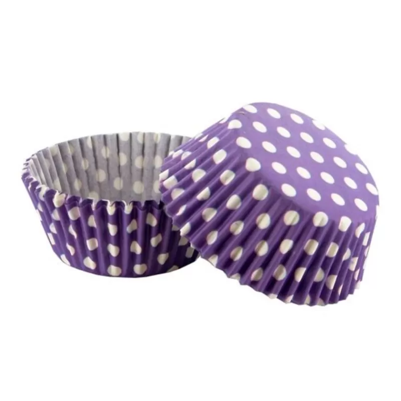 Cerf Dellier Caissettes Cupcakes Violettes A Pois Blancs (X50) Clearance