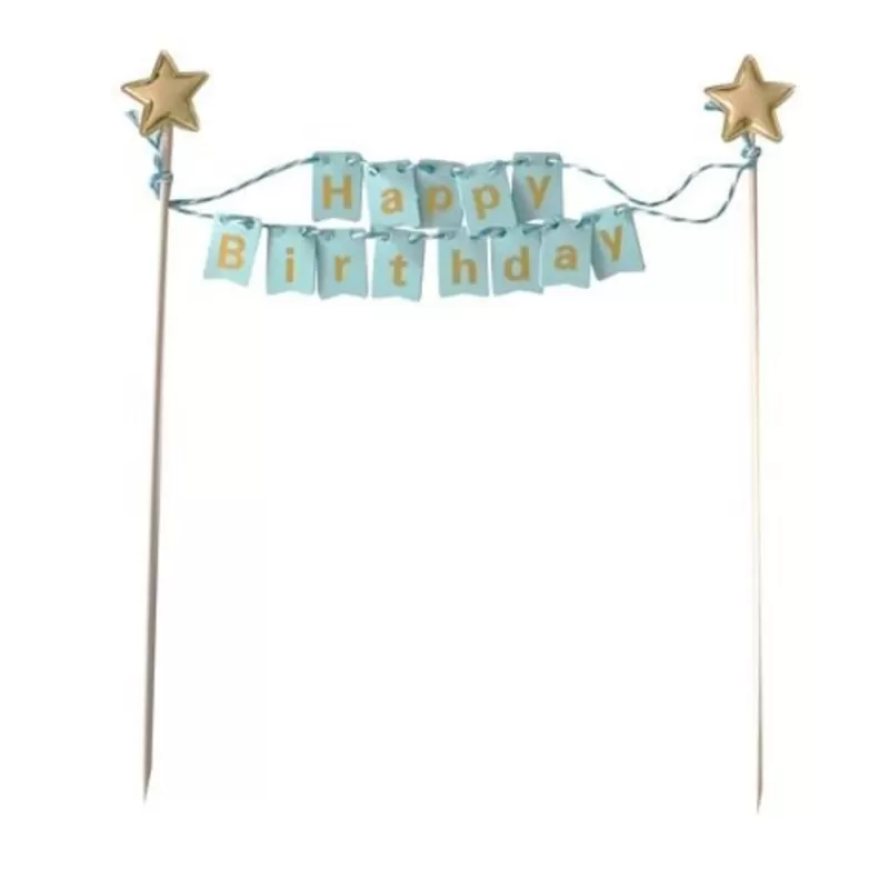 Cerf Dellier Cake Topper Banniere Anniversaire Bleu Patisdecor Shop