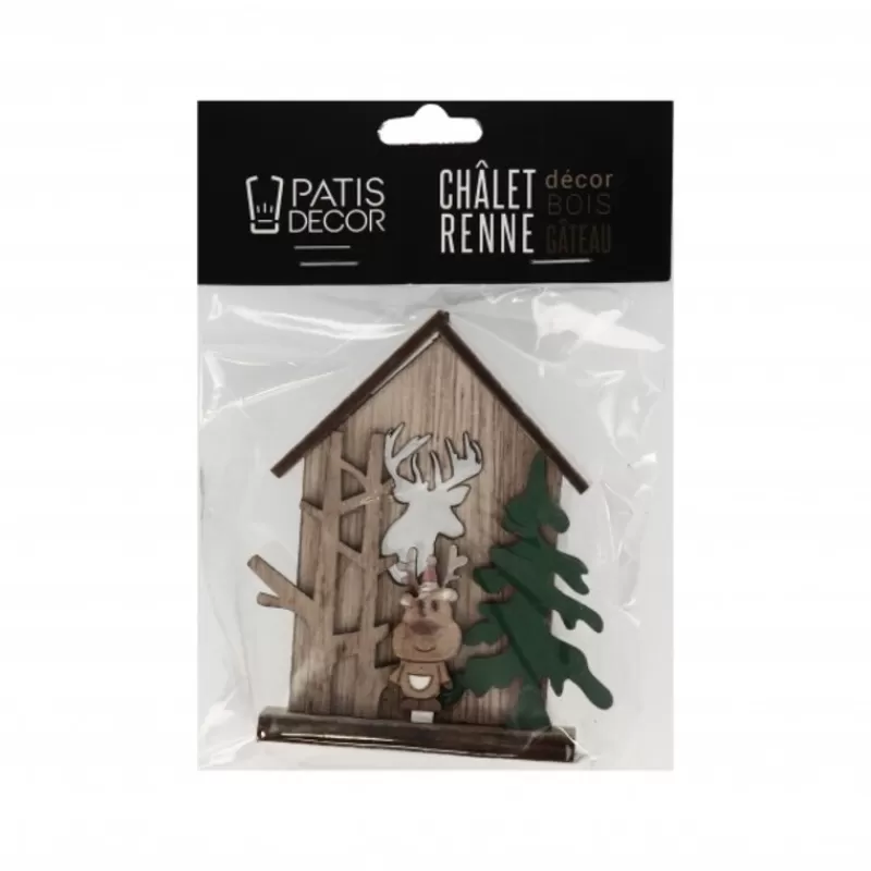 Cerf Dellier Cake Topper En Bois Chalet De Noël Renne Patisdecor New