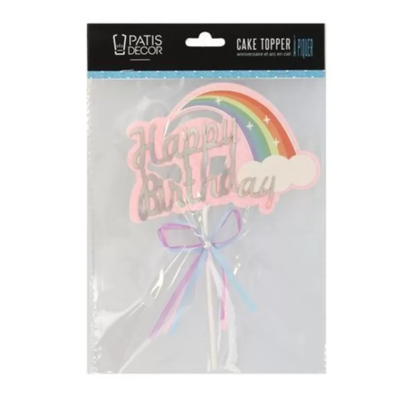 Cerf Dellier Cake Topper Happy Birthday Arc En Ciel Cheap