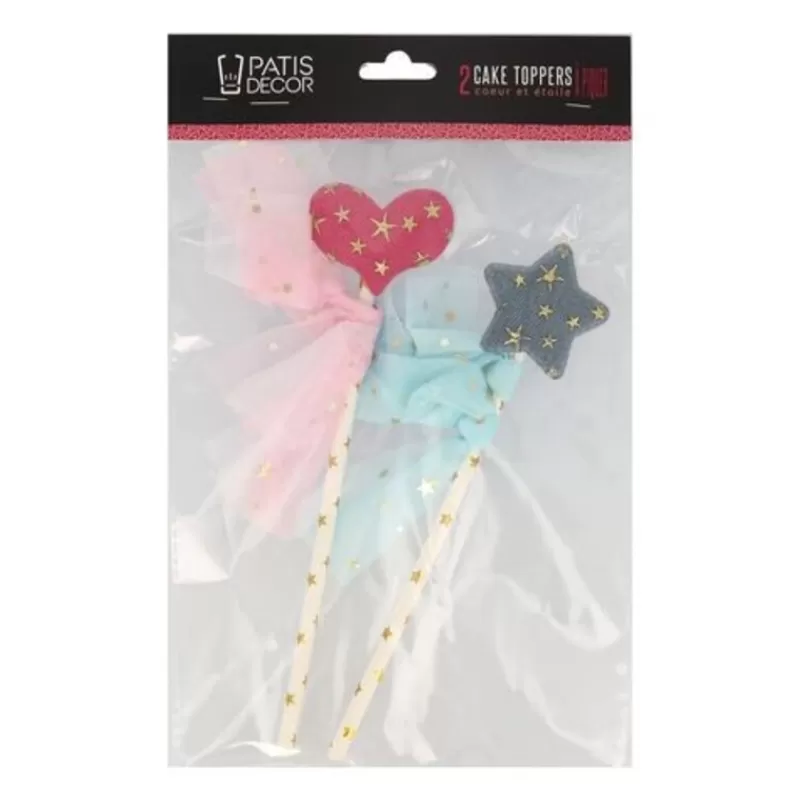 Cerf Dellier Cake Toppers Coeur Et Etoile (X 2) Patisdecor Store