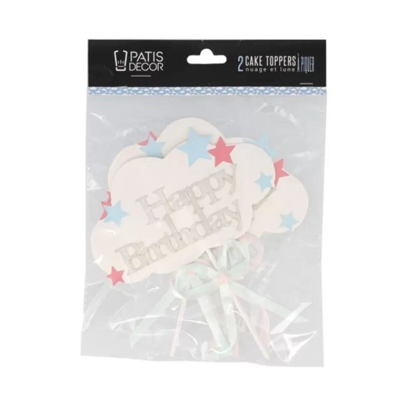 Cerf Dellier Cake Toppers Nuages Happy Birthday Patisdecor (X 2) Shop