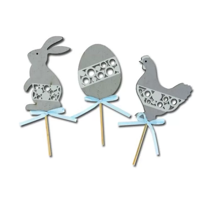 Cerf Dellier Cake Toppers Pâques Gris (X3) Store