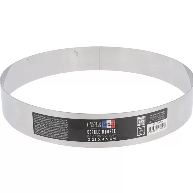 Cerf Dellier Cercle A Mousse Inox H 4,5 Cm 28 Cm Patisdecor