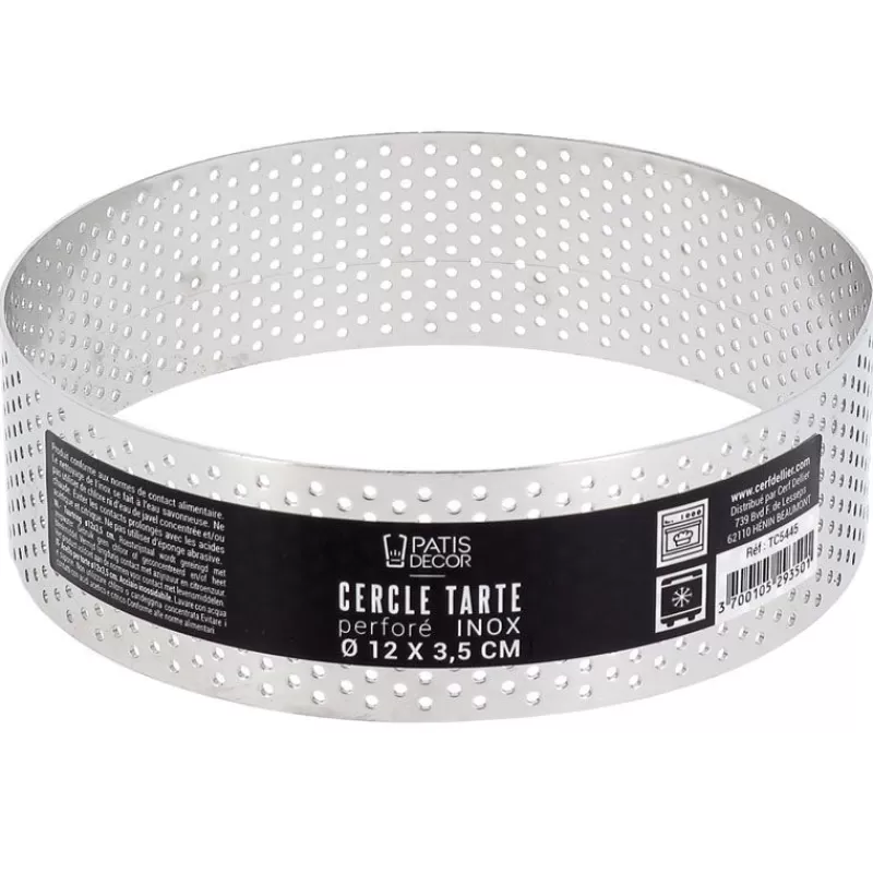 Cerf Dellier Cercle A Tarte Perfore Inox H 3,5 Cm 12 Cm Patisdecor