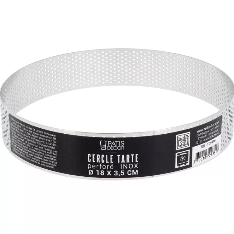Cerf Dellier Cercle A Tarte Perfore Inox H 3,5 Cm 17 Cm Patisdecor