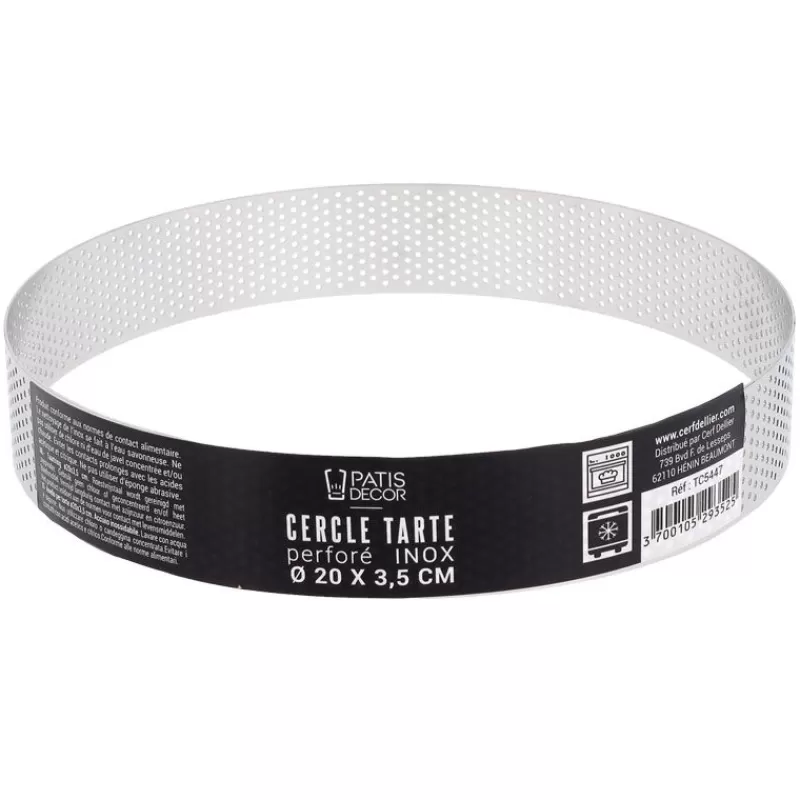 Cerf Dellier Cercle A Tarte Perfore Inox H 3,5 Cm 20 Cm Patisdecor