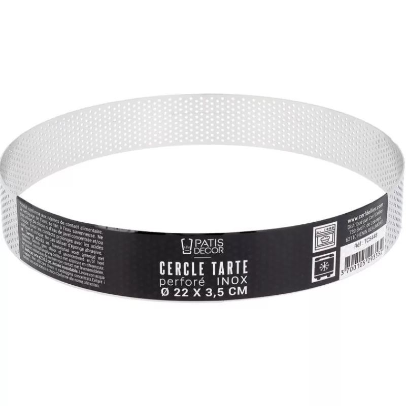 Cerf Dellier Cercle A Tarte Perfore Inox H 3,5 Cm 22 Cm Patisdecor
