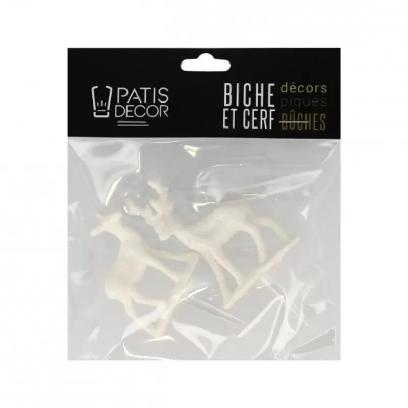 Cerf Dellier Cerf Et Biche Blancs Sur Pique Patisdecor (X2) Hot
