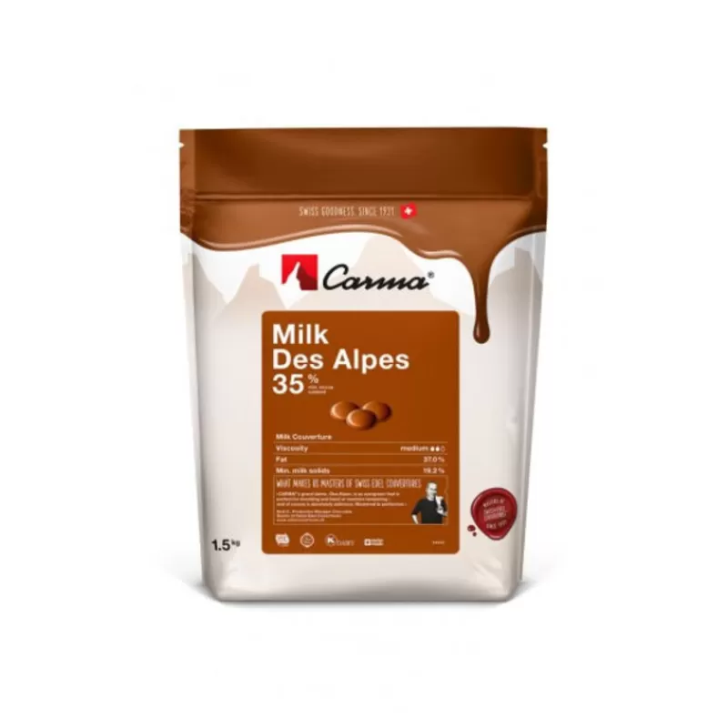 Cerf Dellier Chocolat De Couverture Milk Des Alpes 35 % 1,5 Kg