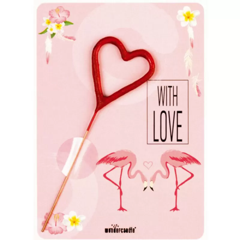 Cerf Dellier Cierge Magique Coeur Rouge + Carte With Love Shop