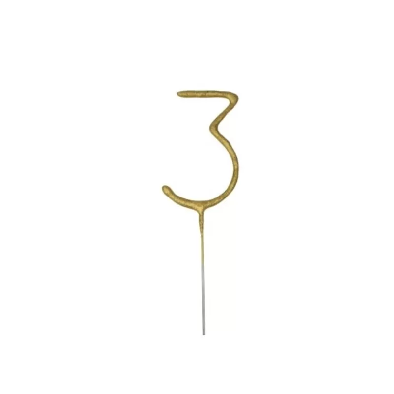 Cerf Dellier Cierge Magique Dore Chiffre 3 Patisdecor Hot