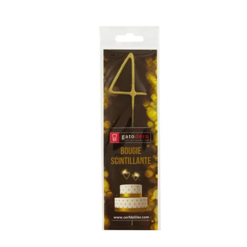 Cerf Dellier Cierge Magique Dore Chiffre 4 Patisdecor Shop