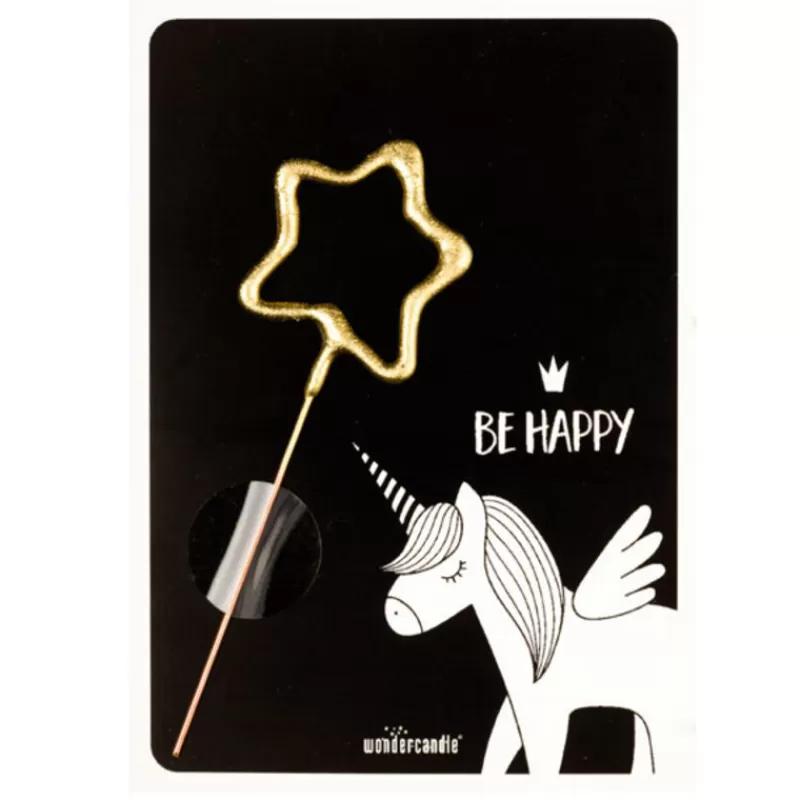 Cerf Dellier Cierge Magique Etoile Dore + Carte Licorne Be Happy Flash Sale