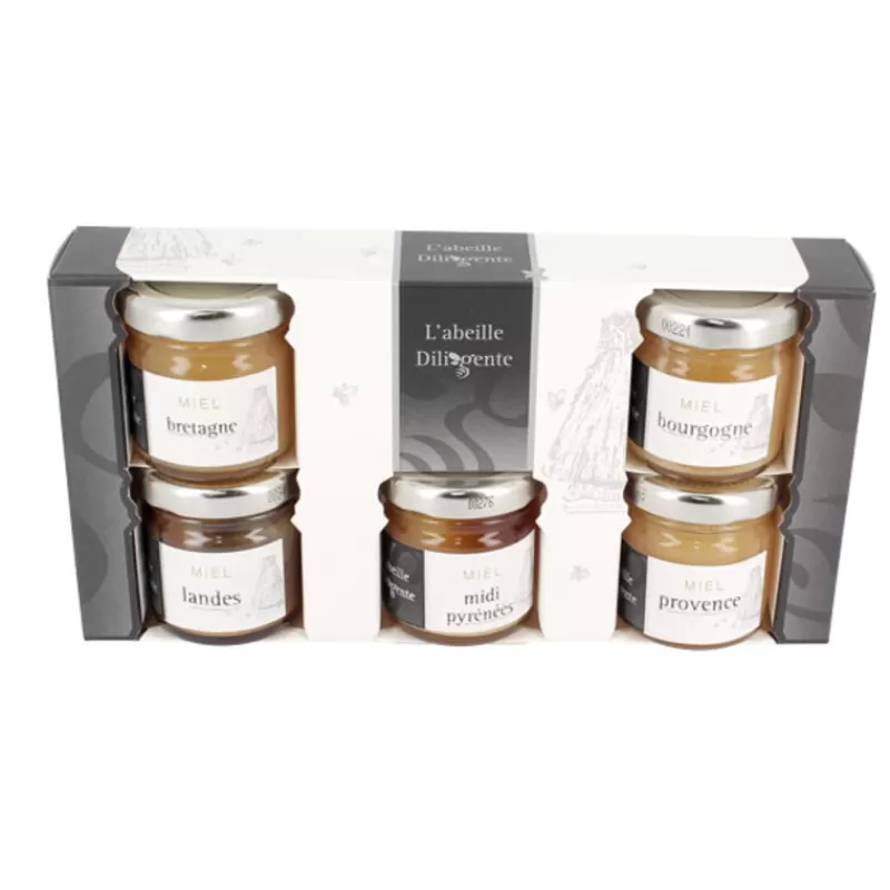 Cerf Dellier Coffret 5 Miels Des Regions L'Abeille Diligente (5X50 G)