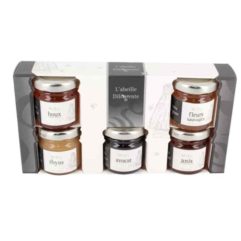 Cerf Dellier Coffret 5 Miels L'Abeille Diligente (5 X 50 G)