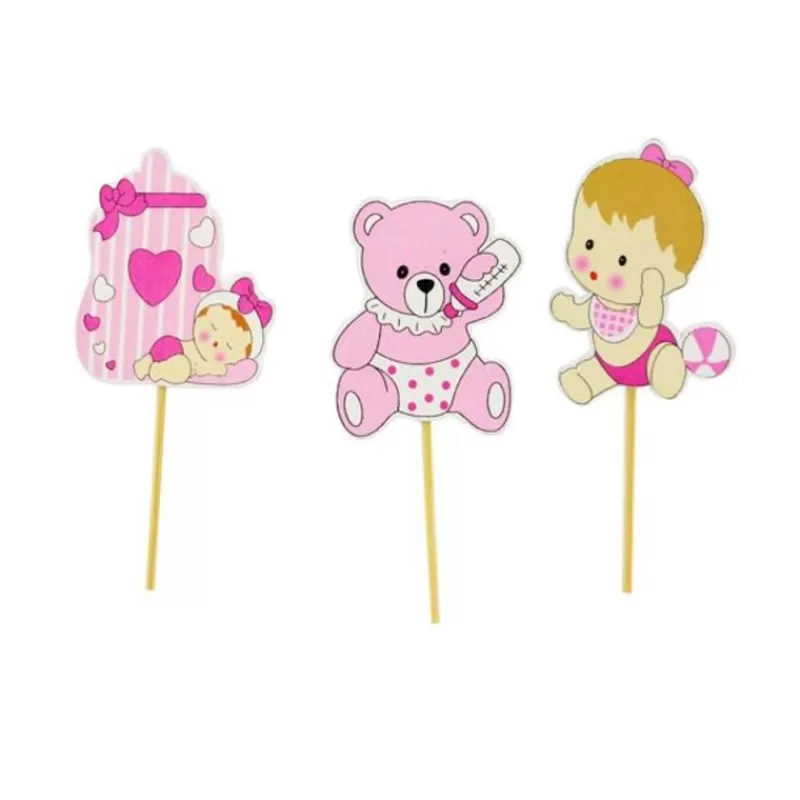 Cerf Dellier Cupcake Toppers Bebe Fille En Bois (X3) Sale