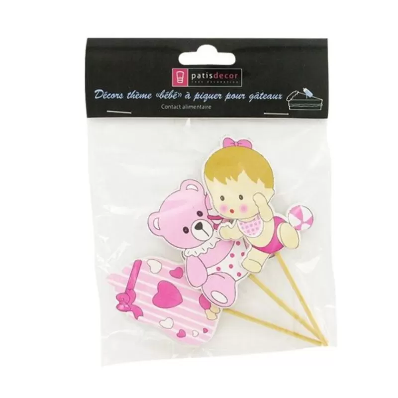 Cerf Dellier Cupcake Toppers Bebe Fille En Bois (X3) Sale