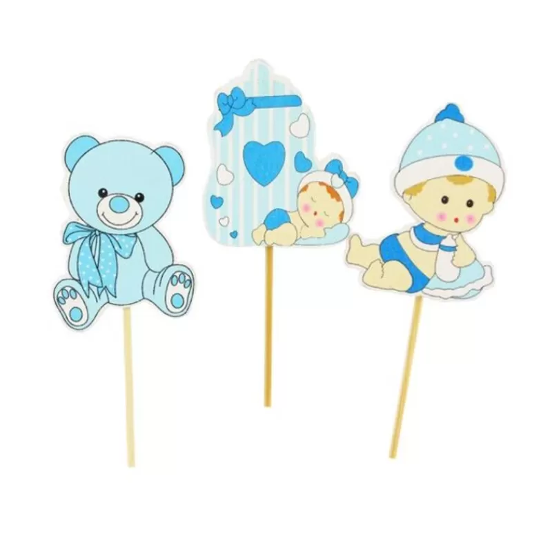 Cerf Dellier Cupcake Toppers Bebe Garcon En Bois (X3) Cheap