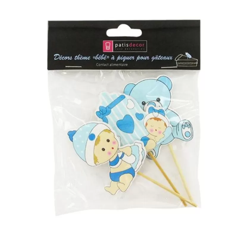 Cerf Dellier Cupcake Toppers Bebe Garcon En Bois (X3) Cheap