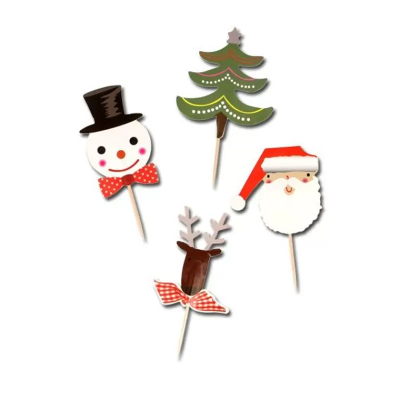 Cerf Dellier Cupcake Toppers Merry Christmas Assortis (X8) Hot