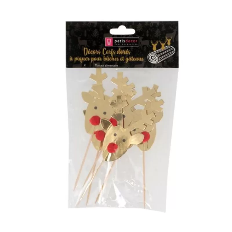 Cerf Dellier Cupcake Toppers Rennes Dores (X6) Cheap