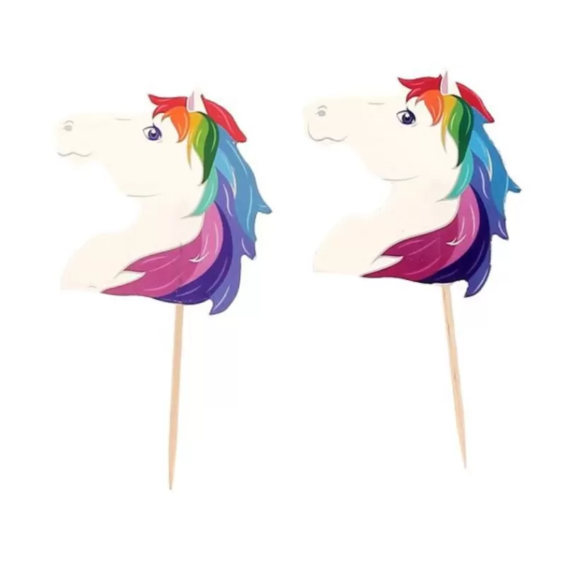 Cerf Dellier Cupcake Toppers Tetes De Chevaux Arc-En-Ciel (X 20) Hot