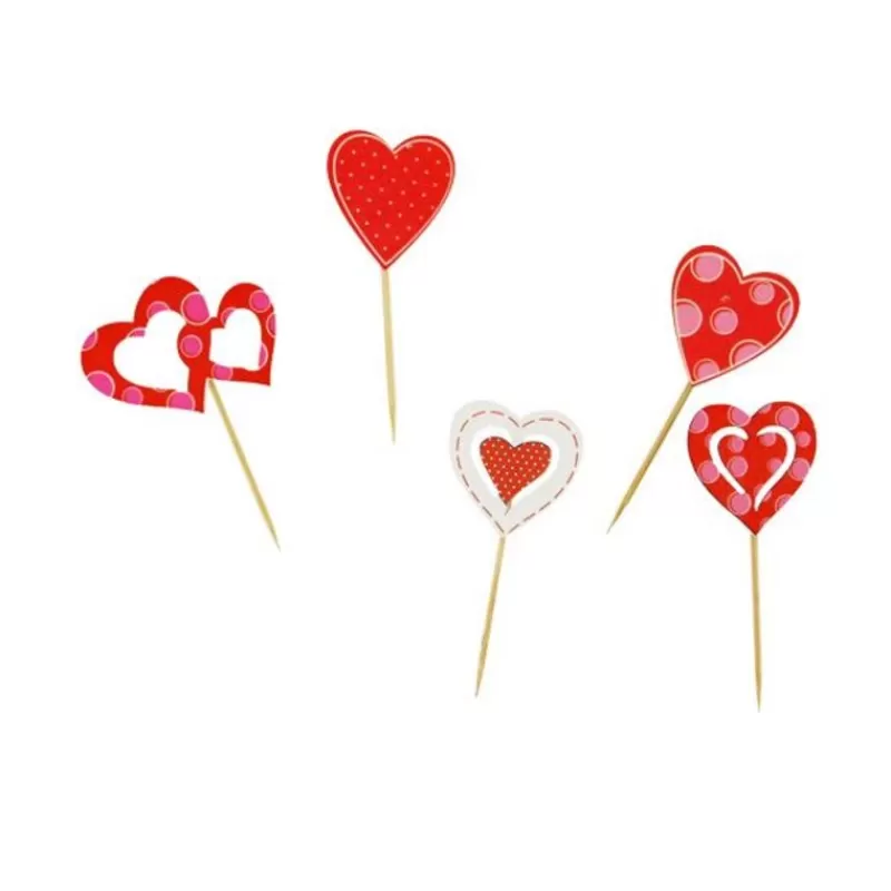 Cerf Dellier Décors Coeurs Sur Pique En Bois (X10) Cheap