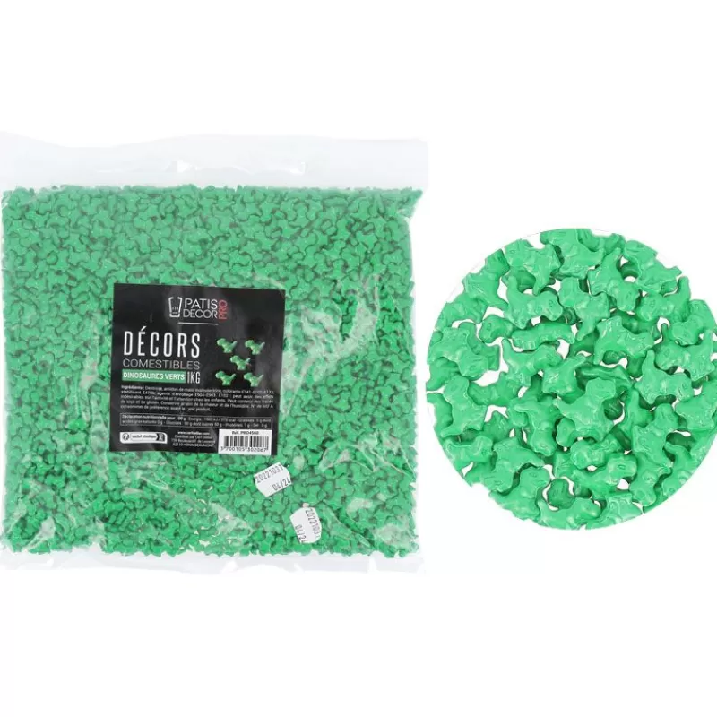 Cerf Dellier Décors Comestibles Dinosaures Verts 1 Kg New